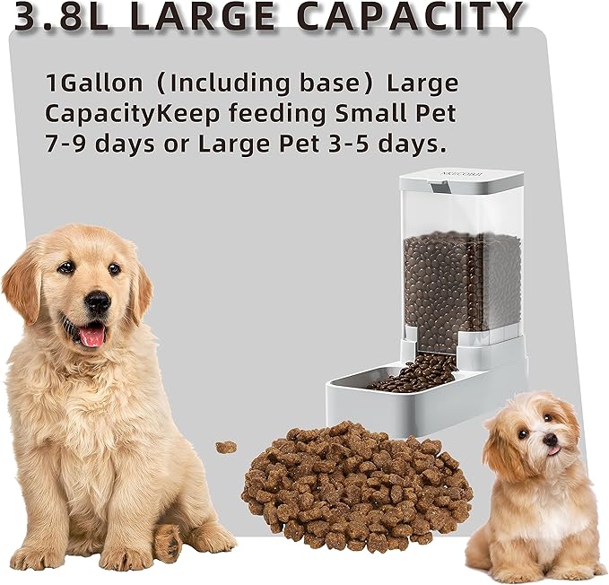 Gravity Pet Feeder and Water Dispenser Set, Automatic Dog Feeder and Dog Water Dispenser for Dogs Cats Pets Animals Large Capacity(Food Feeder)