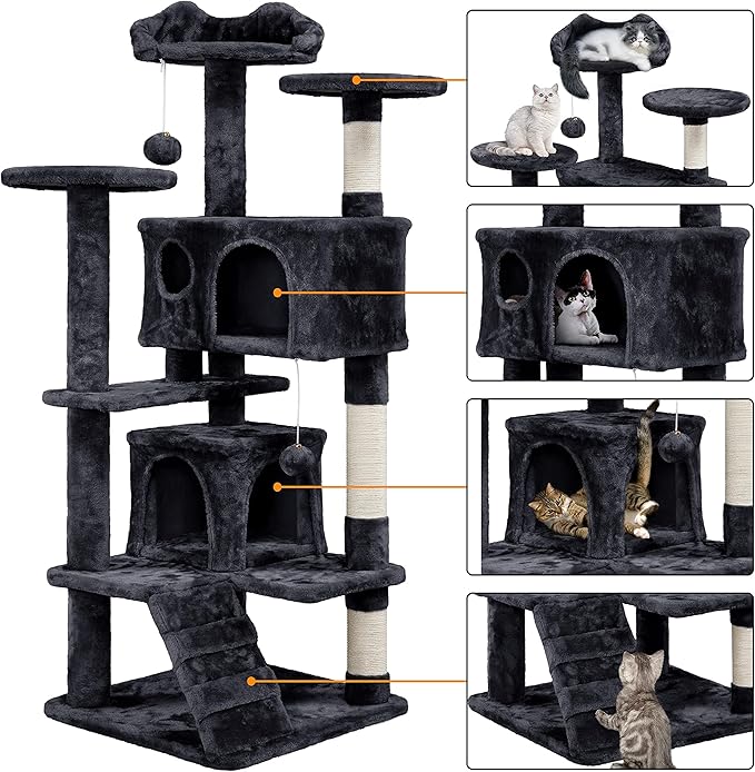 Yaheetech 54in Cat Tree Tower Condo, Cat Tree for Indoor Cats w/Scratching Post for Kittens Pet House Play