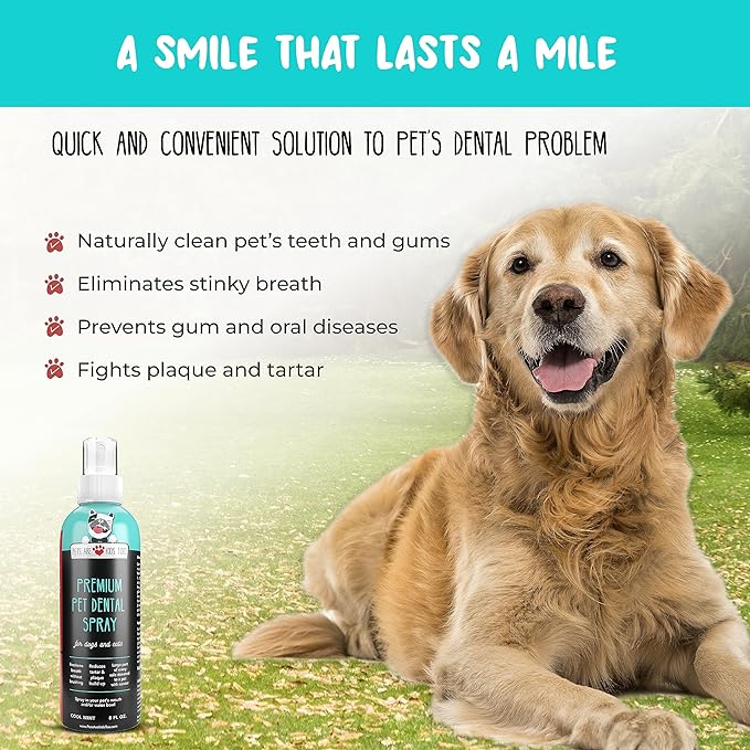 Pets Are Kids Too Premium Pet Dental Spray - 8oz Mint Dog Breath Freshener Cat Dental Care Dog Dental Mouthwash Dog Spray Dog Teeth Cleaning Fights Tartar Plaque Gum Disease Dog Breath Water Additive