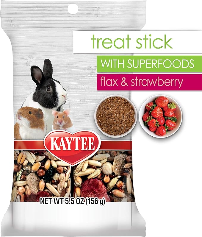 Kaytee Small Animal Treat Stick with Superfoods, Strawberry & Flax Seed, 5.5 oz