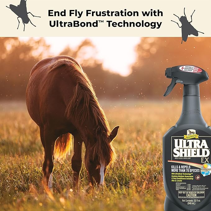 Absorbine UltraShield EX Combo 32oz Sprayer + 128oz Refill Insecticide, Kills & Repels Flies, Mosquitoes, Ticks, Fleas, Lice, Use on Horses, Dogs, Premises