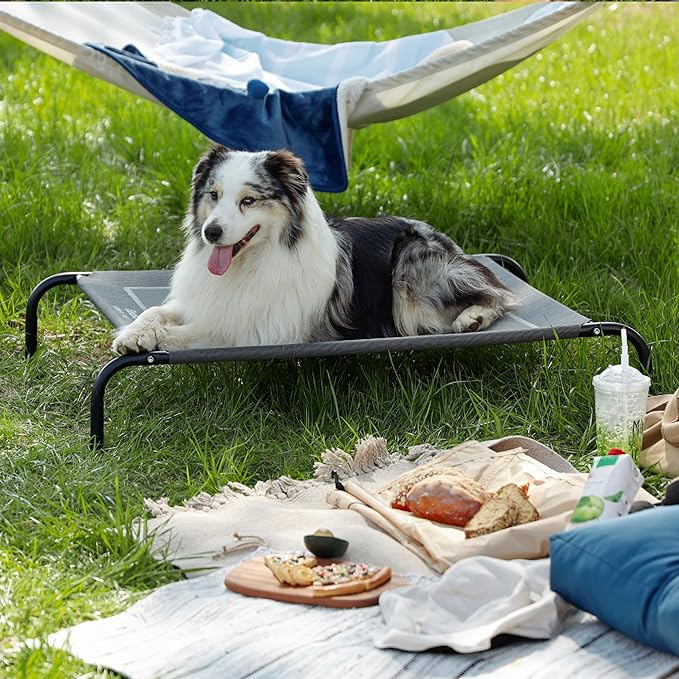 Bedsure XL Elevated Cooling Dog Bed Cot, Raised Pet Beds with No-Slip Feet, Stable Frame & Durable Supportive Teslin Recyclable Mesh, Breathable, Indoor and Outdoor, Multi Size Breathable Mesh