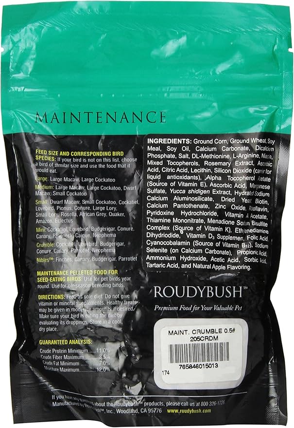 Roudybush Daily Maintenance Bird Food, Crumbles, 8-Ounce