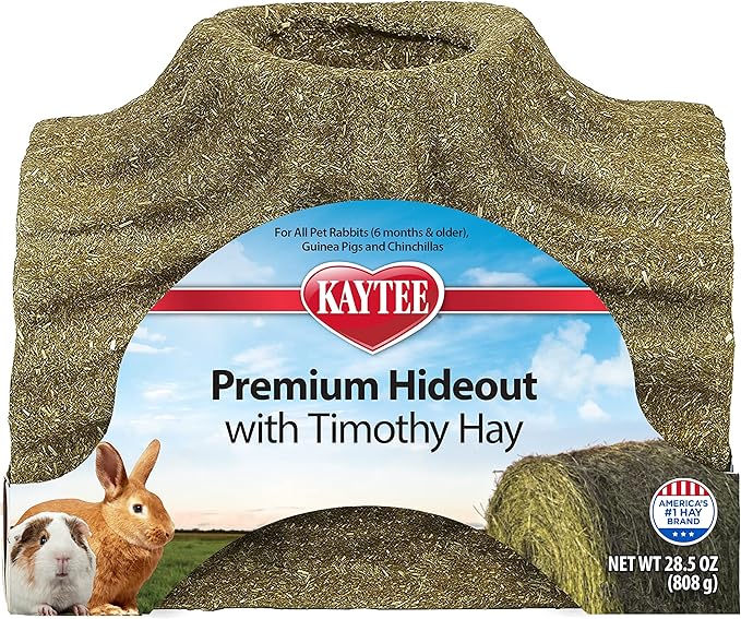 Kaytee Premium Timothy Treat Hideout For Pet Rabbits, Guinea Pigs, and Chinchillas, Large