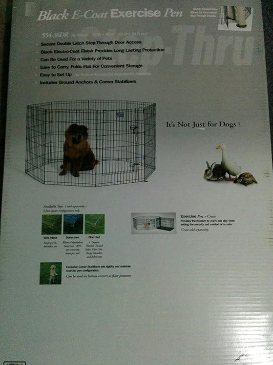 MidWest Homes for Pets Foldable Metal Dog Exercise Pen / Pet Playpen. Black w/ door, 24'W x 36'H