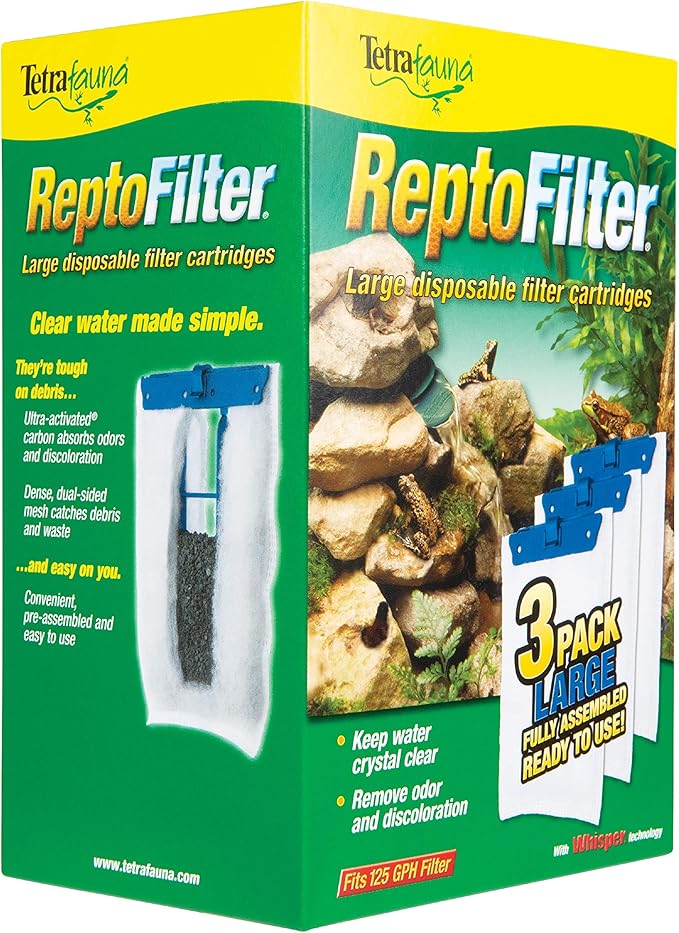 TetraFauna ReptoFilter Filter Cartridges 3 Count, Size Large, Filter Cartridge Refills (Pack of 2)