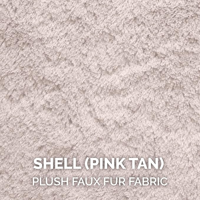 Furhaven Soft & Cozy Dog Bed for Large Dogs, Refillable w/ Removable Washable Cover & Liner, For Dogs Up to 95 lbs - Plush Faux Fur Bean Bag Style Ball Bed - Shell (Pink Tan), XL/Jumbo