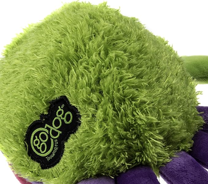 goDog PlayClean Germs Squeaky Plush Dog Toy with Odor-Eliminating Essential Oils, Chew Guard Technology - Purple, Large