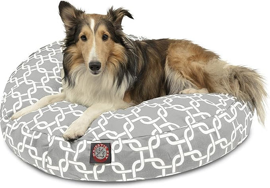 Gray Links Medium Round Indoor Outdoor Pet Dog Bed With Removable Washable Cover By Majestic Pet Products