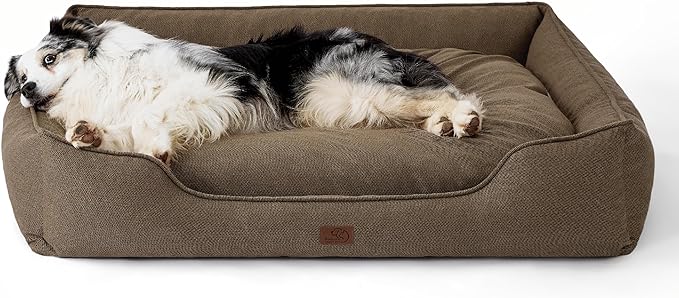 Bedsure Washable Dog Bed for Extra Large Dogs - Waterproof All-Season Foam Dog Beds, Orthopedic Rectangle XL Doggy Beds with Removable Zipper Cover, 42x30x10inches, Brown
