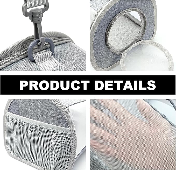 Small Animal Carrier Bag, Portable Guinea Pig Travel Carrier, Breathable Small Pet Bag for Guinea Pig Bird Rabbit Hamster Chinchilla Hedgehog Sugar Glider Outgoing Travel Carrying Case (Grey)