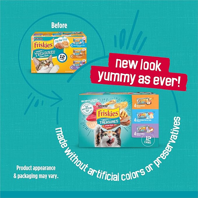 Purina Friskies Gravy Wet Cat Food Variety Pack, Tasty Treasures Prime Filets - 5.5 Ounce (Pack of 12)