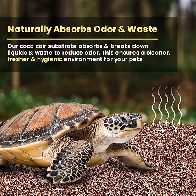 ReptiCare Organic Coconut Coir Bedding Substrate, Ready to Use – 36 Quarts Small Coir Fiber Bedding for Ball Python, Bearded Dragon, Lizard, Tortoise, Hermit Crab, Bedding for Bioactive Terrariums