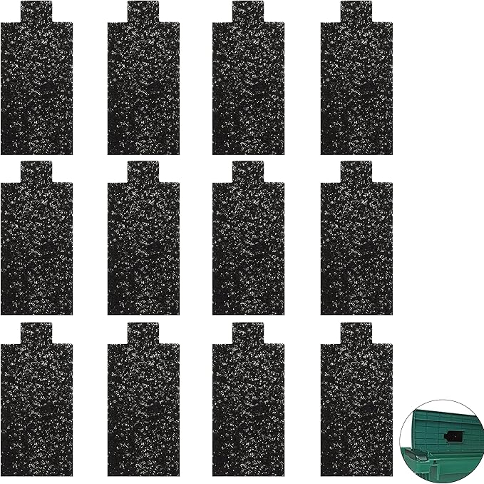 (12-Pack, Black) Carbon Cotton Cat Litter Box Replacment Filters Compatible with Pet Zone Semi Automatic Cat Litter Box Filters for Absorbing Odors Control Damp from Pets