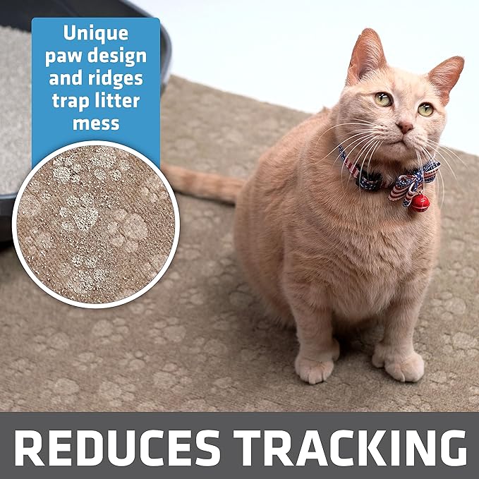 Drymate Premium Cat Litter Trapping Mat (Debossed Paw), Traps Mess from Box, Protects Floors, Urine-Proof, Machine Washable, Soft on Kitty Paws, Absorbent, Waterproof (USA Made, Recycled Content)