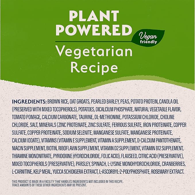 Natural Balance Limited Ingredient Adult Dry Dog Food with Vegan Plant Based Protein and Healthy Grains, Vegetarian Recipe, 12 Pound (Pack of 1)