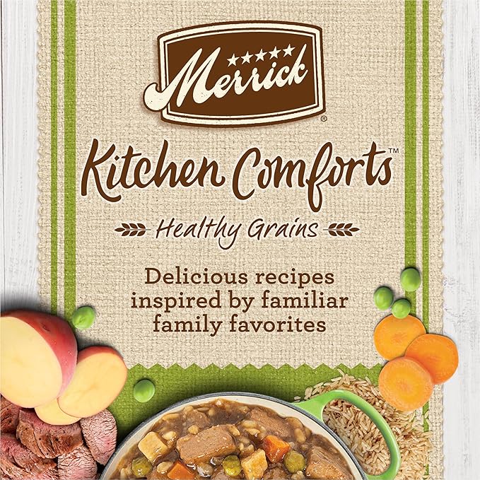 Merrick Kitchen Comforts Healthy Natural Canned Adult Dog Food with Gravy, Shepherd’s Pie with Lamb and Rice - (pack of 12) 12.7 oz. Cans