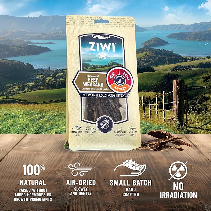 ZIWI Dog Chews Treats – All Natural, Air-Dried, Single Protein, Grain-free, High-Value Treat, Snack, Reward (Beef Weasand) 2.5 Ounce (Pack of 1)