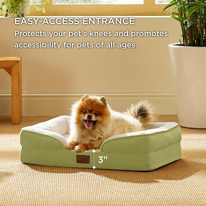 Bedsure Small Orthopedic Dog Bed - Washable Bolster Dog Sofa Beds for Small Dogs, Supportive Foam Pet Couch Bed with Removable Washable Cover, Waterproof Lining and Nonskid Bottom Couch, Lint