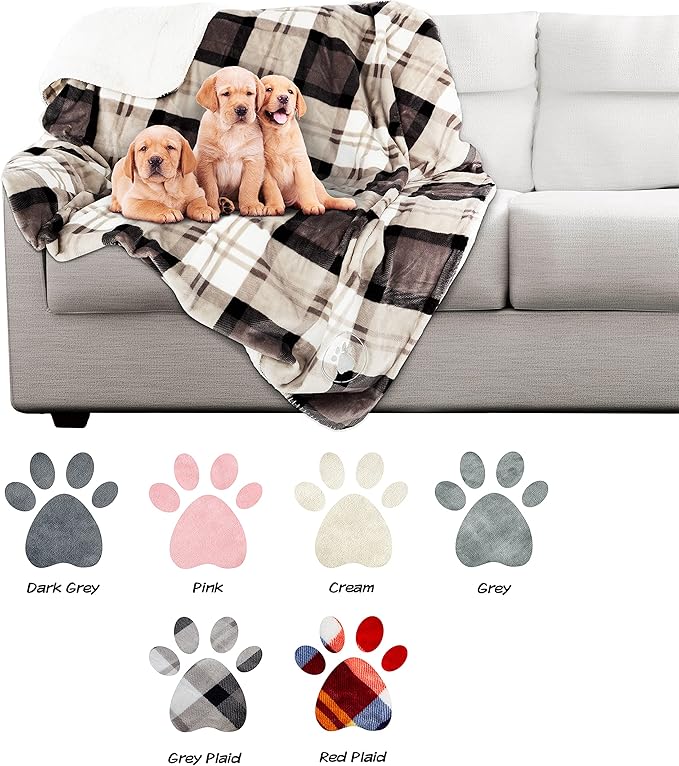 PETMAKER Pet Blanket - Reversible Waterproof Plaid Throw Protects Couch, Car, and Bed from Spills, Stains, or Fur - Dog and Cat Blankets (Gray)