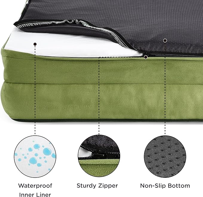 Bedsure Orthopedic Dog Bed for Large Dogs - Big Washable Dog Sofa Beds Large, Supportive Foam Pet Couch Bed with Removable Washable Cover, Waterproof Lining and Nonskid Bottom, Turquoise