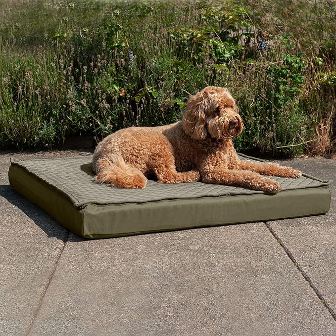 Furhaven Water-Resistant Cooling Gel Dog Bed for Large Dogs w/ Removable Quilt Top & Washable Cover, For Dogs Up to 95 lbs - Indoor/Outdoor Quilt Top Convertible Mattress - Dark Sage, Jumbo/XL