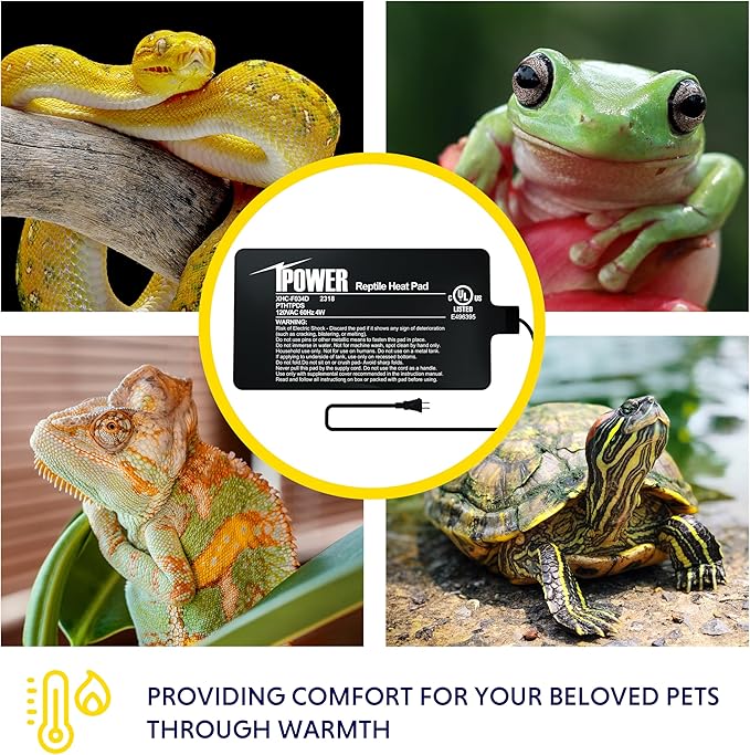 iPower Reptile Heating Pad, Under Tank Heater, Waterproof Terrarium Heat Mat 4X7 Inch, for Turtle, Lizard, Frog, Snake and Other Reptiles
