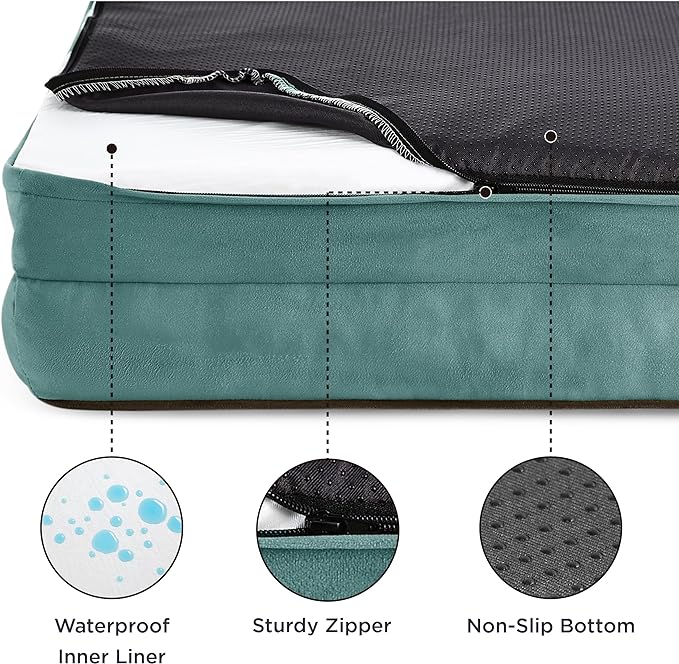 Bedsure Small Orthopedic Dog Bed - Washable Bolster Dog Sofa Beds for Small Dogs, Supportive Foam Pet Couch Bed with Removable Washable Cover, Waterproof Lining and Nonskid Bottom Couch, Washed Blue