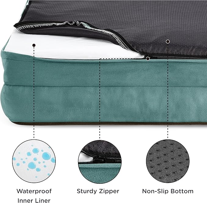 Bedsure XXL Orthopedic Dog Bed - Washable Great Dane Dog Sofa Beds for Giant Dogs, Supportive Foam Pet Couch Bed with Removable Washable Cover, Waterproof Lining and Nonskid Bottom, Washed Blue