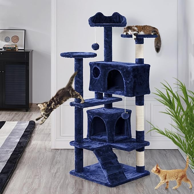 Yaheetech 54in Cat Tree Tower Condo Furniture Scratch Post for Kittens Pet House Play