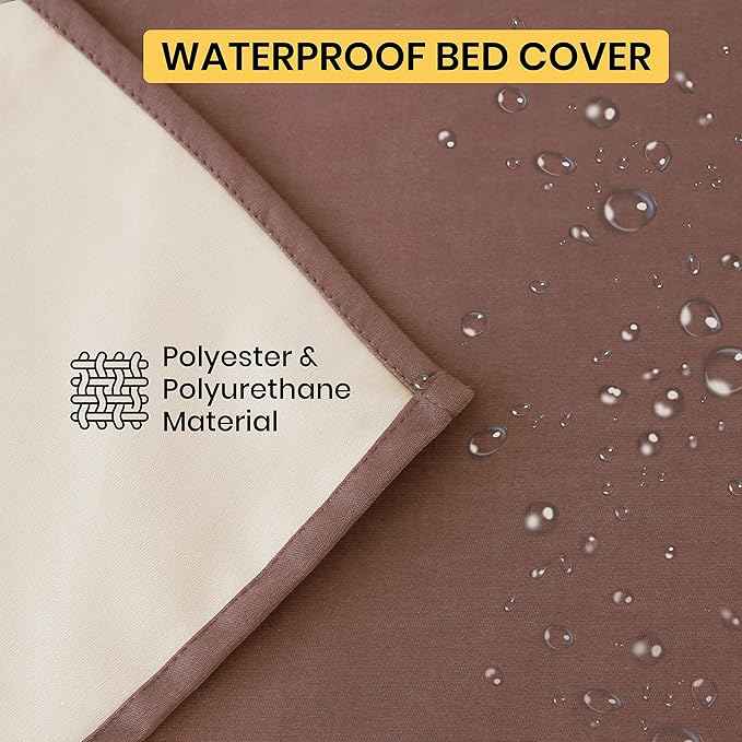 SILLY LEGACY Thin Reversible Waterproof Protective Cover or Liner for Bed or Couch, for Dogs and Cats (King 82 x 100, Brown)