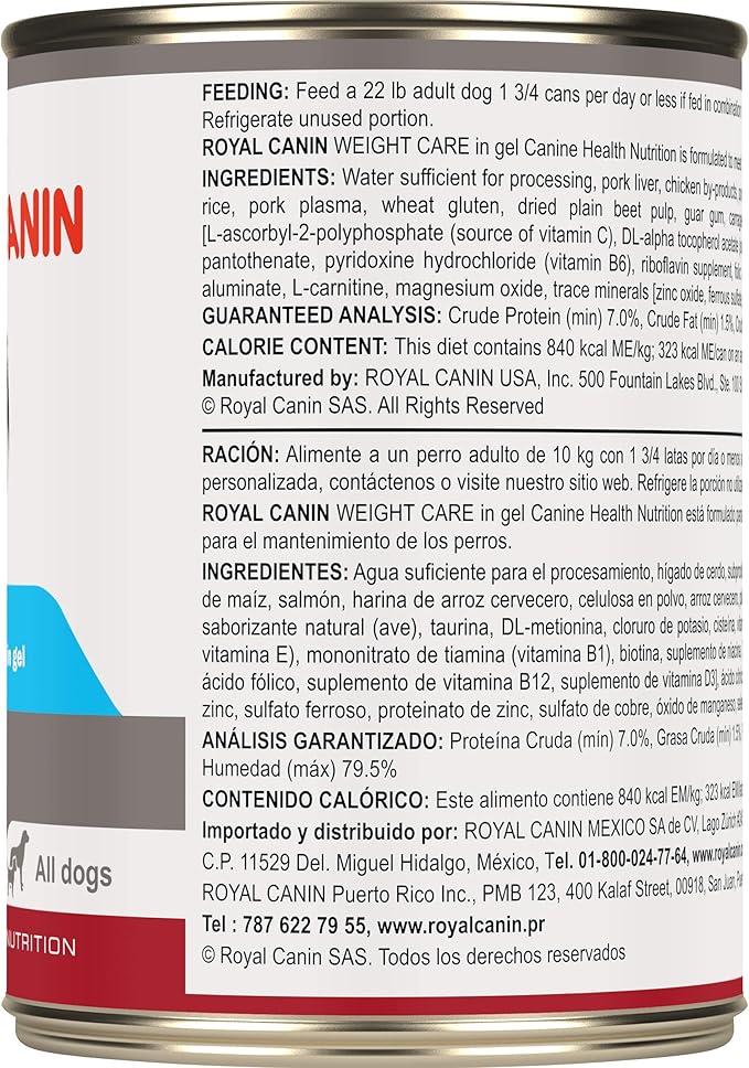 Royal Canin Weight Care Loaf in Sauce Wet Dog Food, 13.5 oz cans 12-count