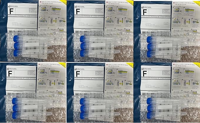 Triton Labs ICP-OES Water Test Kit - Full Lab Test of 45 Elements Saltwater Reef Testing Kit Bundle Triton ICP Label Included (SIX Kits), white