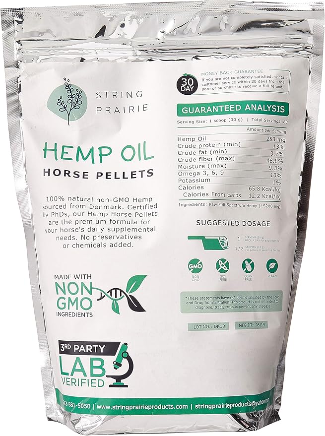 Hemp Horse Pellets - Reduce Pet Stress, Anxiety, and Aggression - Hip and Joint Non-GMO Calming Supplement - Supports The Immune System