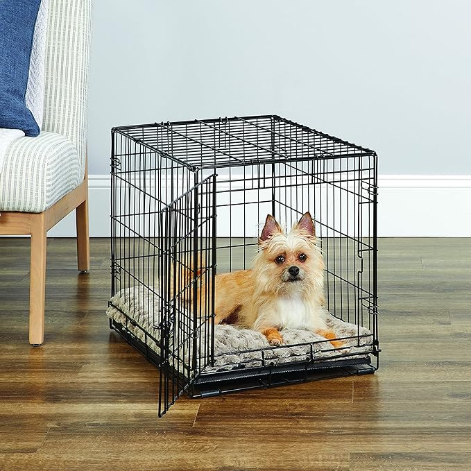 New World Newly Enhanced Single Door New World Dog Crate, Includes Leak-Proof Pan, Floor Protecting Feet, & New Patented Features, 24 Inch