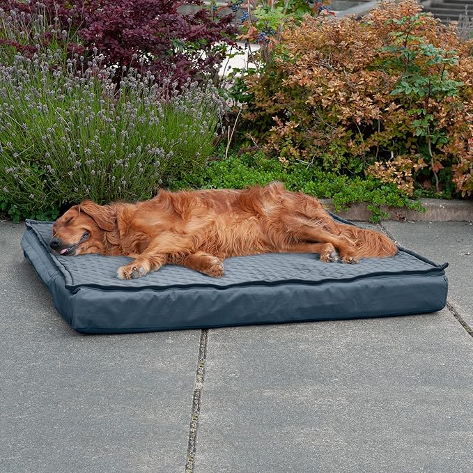 Furhaven Water-Resistant Orthopedic Dog Bed for Large Dogs w/ Removable Quilt Top & Washable Cover, For Dogs Up to 95 lbs - Indoor/Outdoor Quilt Top Convertible Mattress - Calm Blue, Jumbo/XL