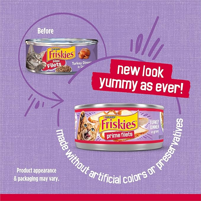 Purina Friskies Gravy Wet Cat Food, Prime Filets Turkey Dinner - (Pack of 24) 5.5 oz. Cans