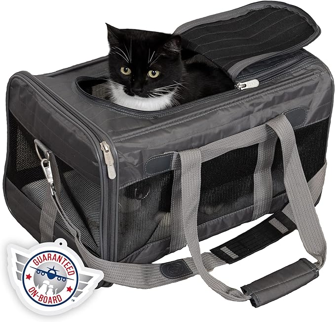 Sherpa Original Deluxe Travel Pet Carrier, Airline Approved - Charcoal Gray, Large & Delta Airlines Travel Pet Carrier, Airline Approved & Guaranteed On Board - Black, Medium