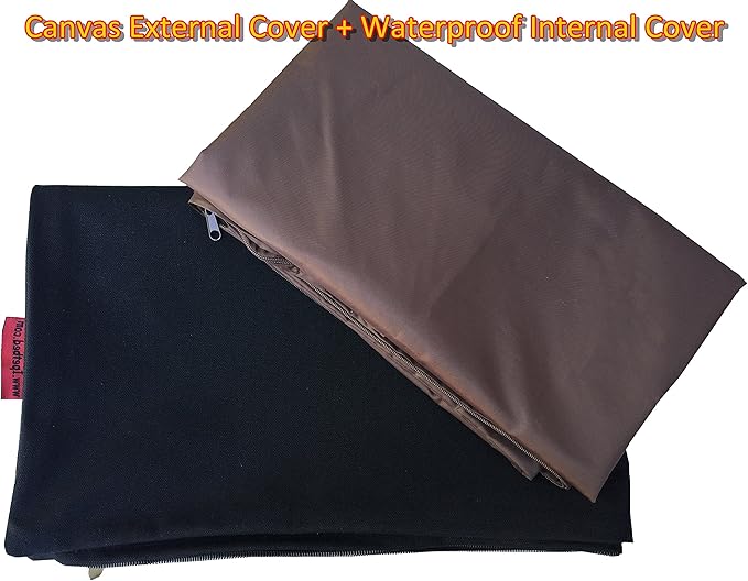 Do It Yourself DIY Pet Bed Pillow Duvet Canvas Cover + Waterproof Internal case for Dog/Cat at Medium 36"X29" Black Color - Covers only