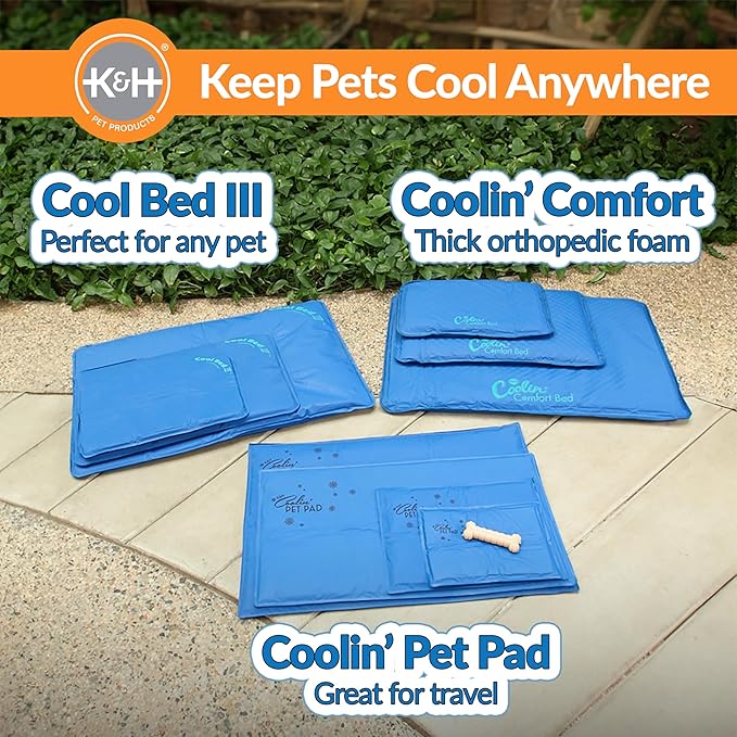 K&H Pet Products Cool Bed III Dog Cooling Mat, Cooling Dog Beds for Large Dogs, Dog Cooling Mat for Dog Carrier, Outdoor Dog Bed Cooling Pad for Dog, Pet Cooling Mat - Blue Large 32 X 44 Inches