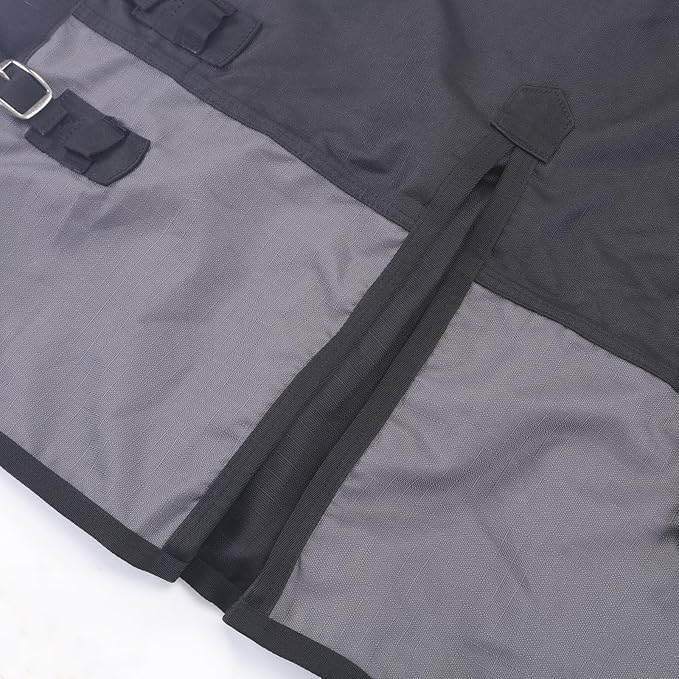 1200 Denier Rip-Stop Turnout Rain Sheet Lightweight Waterproof Breathable Horse Blanket (No Fill) BlackGrey 75"