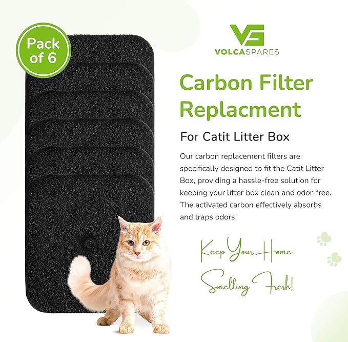 Carbon Replacement Filter for Catit Litter Box, Precut, Pack of 6