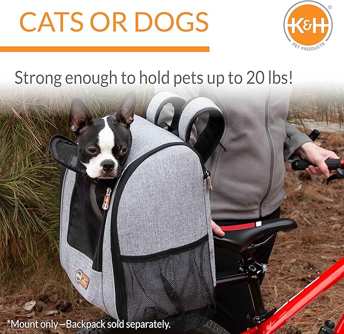 K&H Pet Products Universal Rear Bike Mount for Travel Bike Cat and Dog Bicycle Basket & Backpack Black Universal Fit Mount