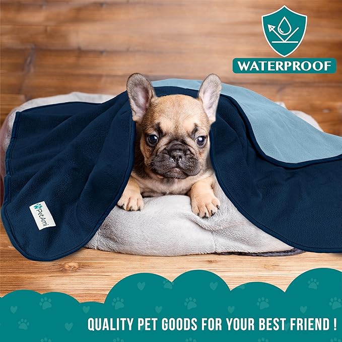 PetAmi Waterproof Dog Blanket for Bed, XL Dog Pet Blanket Couch Cover Protection, Fleece Cat Blanket Throw for Crate, Kennel, Sofa Furniture Protector, Reversible Soft Plush, Twin, 60x80 Navy/Blue