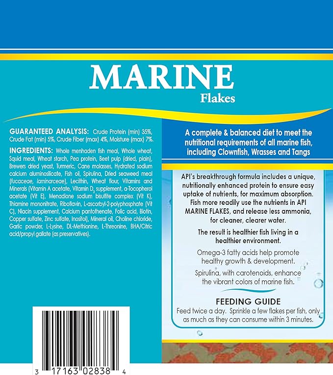 API Marine Bundle Pack: One (1) API SALTWATER MASTER TEST KIT, one (1) API MARINE FLAKES Fish Food