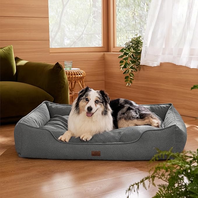 Bedsure Washable Dog Bed for Extra Large Dogs - Waterproof All-Season Foam Dog Beds, Orthopedic Rectangle XL Doggy Beds with Removable Zipper Cover, 42x30x10inches, Grey