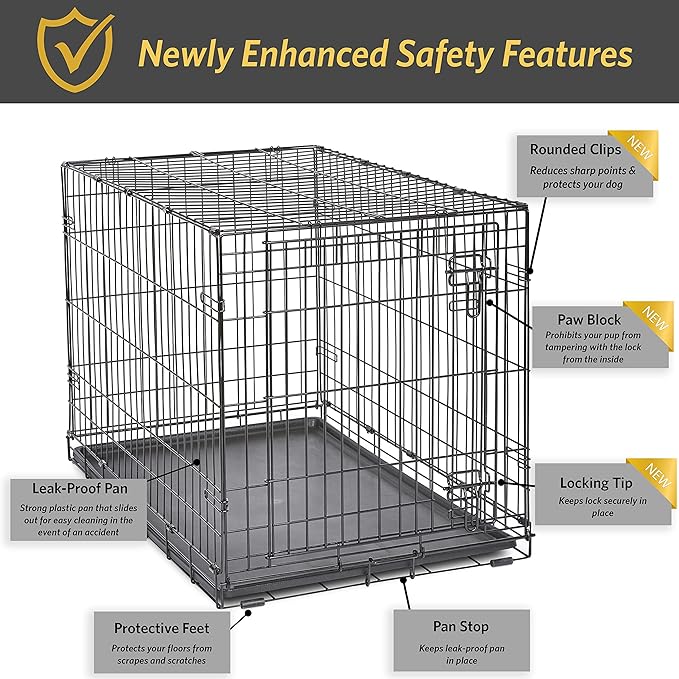 New World Newly Enhanced Single New World Dog Crate, Includes Leak-Proof Pan, Floor Protecting Feet, & New Patented Features, 36 Inch