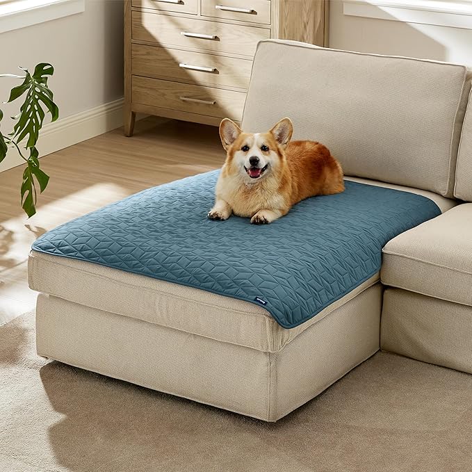 Bedsure 100% Waterproof Couch Cover for Dogs Washable - Non Slip Waterproof Dog Blanket for Couch Sofa, Lightweight Furniture Protector Durable for Pet Cat Puppy with Non-slip Bottom, Blue, 40x50IN