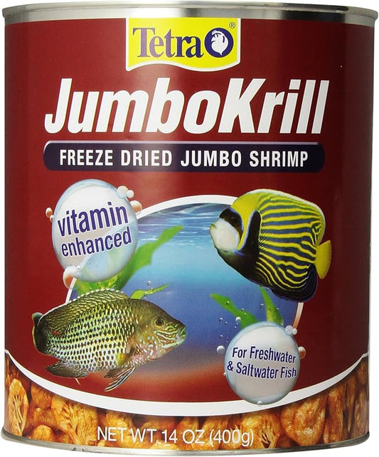 Tetra JumboKrill Freeze-Dried Jumbo Shrimp 14 Ounces, Natural Shrimp Treat For aquarium Fish, red (16200)