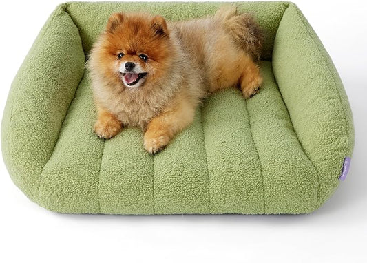 Lesure Orthopedic Dog Bed Sofa for Small Dogs & Cats, Waterproof Dog Couch with Removable Washable Cover, Cute Aesthetic Pet Sofa Couch with Egg Crate Foam(24" x 18" x 9.5", Green)